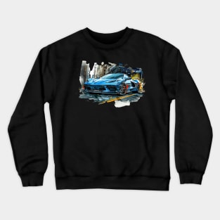 Blue C8 Corvette Street Scene supercar race car muscle car sportscar Corvette C8 Crewneck Sweatshirt